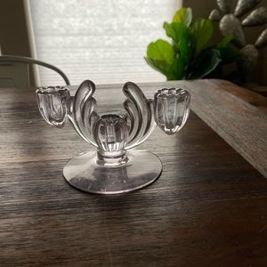 Vintage 1930’s Art Deco glass candle holder light lavender purple Heisey